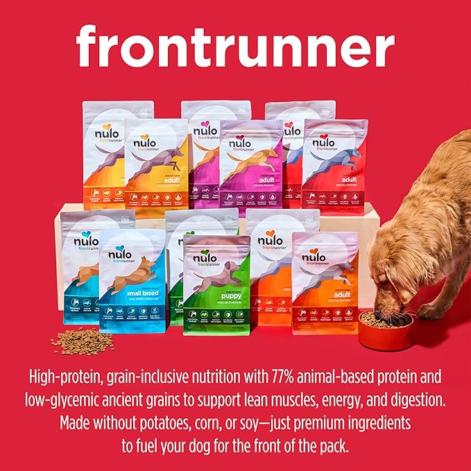 Nulo Frontrunner Ancient Grains High-Protein Dog Food, Chicken, Oats, & Turkey Recipe- Natural Dry Dog Food with Probiotics, Grain-Inclusive Kibble for Adult Dogs, 25 lb Bag