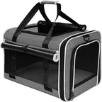 Top Loading Medium Cat Carrier with Privacy Curtain, Delta Approved TSA Pet Travel Crate Suitcase Luggage Sleeve, Soft-Sided Dog Kennel Bag 18x11x11 United Airline Approved Under Seat Grey