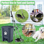 Pooper Scooper for Large Dogs, Dog Poop Trash Can Outside with Long Handle Poop Scooper Set and 40 Waste Bags, Dog Waste Trash Can Odor Control with Removable Inner Bin for Yard Garden, Grey 20 L