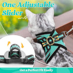 rabbitgoo Cat Harness and Leash Set for Walking Escape Proof, Adjustable Soft Kittens Vest with Reflective Strip for Cats, Comfortable Outdoor Vest,Green,L