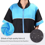 Noverlife Pet Grooming Jacket with Zipper, Large Size, Lightweight Hair Repellent Shirt Style Pet Groomer Smock for Dog Cat Grooming Pet Bath, Hair Salon Barber Hairdresser Work Clothes