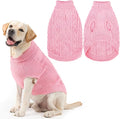 PUPTECK Dog Sweater, Turtleneck Warm Knitted Pullover Coat, Thick Cable Knitwear Clothes in Winter, Pet Apparel Outfits for Large Dogs, for Cold Weather Indoor & Outdoor, Pink ML