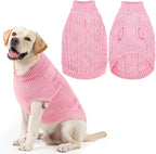 PUPTECK Dog Sweater, Turtleneck Warm Knitted Pullover Coat, Thick Cable Knitwear Clothes in Winter, Pet Apparel Outfits for Large Dogs, for Cold Weather Indoor & Outdoor, Pink ML