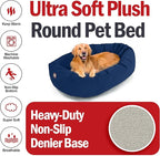 Majestic Pet 40 Inch Suede Calming Dog Bed Washable 40x29x9 (Inch) – Cozy Soft Round Donut Dog Bed with Spine Support for Dogs to Rest Their Head - Pet Bed Large – Navy (2025)