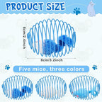 Jecery 5 Pcs Halloween Cat Spring Balls Toys Stretchable Rolling Balls Colorful Playful Coils Interactive Spring Action Toy Caged Rats for Kitten Cat Pet Supplies(Mouse,Blue White,5 Pcs)