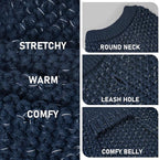 KYEESE Dog Sweater with Leash Hole for Small Dogs Male Warm Pullover with Reflective Thread Soft Knitwear Boy Dog Clothes Cozy Lightweight Thick Sweater Pet Indoor Outdoor Wear,Navy Blue,X-Small
