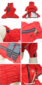 Dogs Waterproof Jacket, Lightweight Waterproof Jacket Reflective Safety Dog Raincoat Windproof Snow-Proof Dog Vest for Pugs English French Bulldog American Pit Bull Red B-M