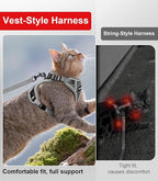 Cat Harness and Leash for Walking Escape Proof Soft Adjustable Cat Leash Breathable Comfortable Vest Easy to Wear Kitten Harness for Outdoor Travel Grey M