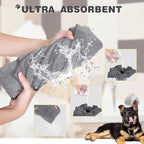 Chumia 4 Pack Dog Towels for Drying Large Microfiber Grooming Tools Absorbent Soft Bath Supplies with Embroidered Paw for Small Medium Pet Products(16 x 32 Inch,Gray)