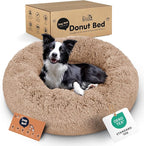 Donut Dog Bed - Premium Comfort for Anxiety Relief - Fluffy & Calming Design with Ultra-Plush Support | Cozy Round Dog Bed with Super Soft Circle Style (Size L Camel)