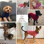 BINGPET Thermal Knitted Dog Sweater for Small Medium Large Dogs,Winter Dog Cat Coat Warm Sweartershirts Outfits,Classic Cable Knit Turtleneck Pullover Dog Jumper Coat Warm Sweartershirts(Rosered,S)