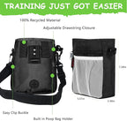 Dog Treat Pouch - 3 Ways to Wear Treat Pouches for Pet Training and 2 Pieces Clicker Taining for Dogs, Dog Training Treat Pouch Bag and Dog Clicker for Training with Waist Belt Shoulder Strap - Black
