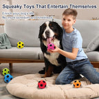2.6'' Latex Squeaky Dog Soccer Ball Toys - Football for Small to Large Dogs, Vibrant Colors - 6 Pcs/Set