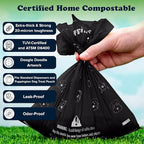 Puppington Certified Home Compostable Poop Bags - ASTM D6400 Compliant - 90 Extra Thick Bags - Plant Based - Pairs with Puppington 3-in-1 Bag & Fits all Standard Poop Bag Dispensers (Onyx Black)