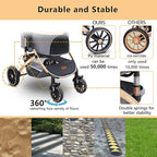 Pettingzoo Dog stroller with 4 Wheels, Folding Cat Stroller for Small/Medium/Large dogs & cats to 60 lbs, pet stroller with removable carrier, Storage BasketCup Holder,3 in1 Multifunctional Detachable