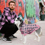 KOOLTAIL Plaid Dog Hoodie Pet Clothes Sweater with Hat and Pocket for Small Medium Large Size Dogs, Soft Winter Warm Dog Cold Weather Coat, Fleece Fall Dog Hooded Sweatshirt for Puppy Cats, Pink XL