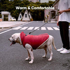 Fleece Lining Dog Hoodie with Harness Built in,Extra Warm Large Dog Jacket in Winter Doggie Coats with Hooded,Red XXL