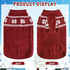 Warm Winter Pink Dog Sweater - Cold Weather Pet Clothes for Small Medium Large Dogs Indoor Outdoor, Soft Classic Knit Puppy Apparel Coat, Dark Red, XL