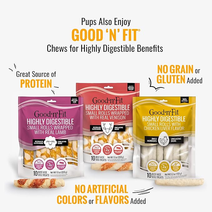 Good 'n' Tasty Triple Flavor Puree Mix-Ins Dog Food Topper Treats for All Dogs, 7 Count, Easy Single-Serve Portions, Added Protein with Tuna, Chicken and Duck (Pack of 2)