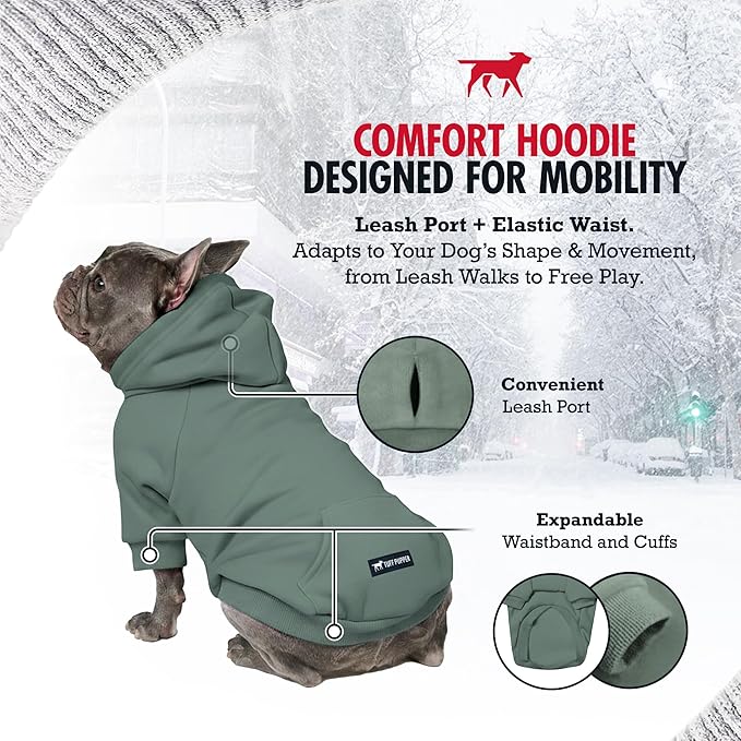 Tuff Pupper Dog Hoodie | Premium Quality 100% Organic Cotton | Ultra Soft Interior for Superior Comfort | Elastic Cuffs & Drawstring for Warmth | Stretch Fit Suitable for All Breeds (Teal, S)