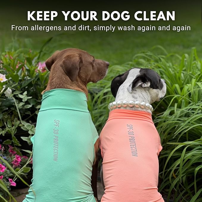 Spark Paws Sunblock Dog T-Shirt, SPF30 Protection, Lightweight Breathable Quick Dry for Dogs with Sensitive Skin - Peach & Mint (Set of 2) - 2XL