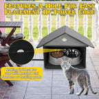 Dreyoo 1 Pack Outdoor Cat Feeding Station for Food & Water, Weatherproof Outdoor Kitty Dining Room Cat Shelter for Stray, Feral Cats and Community Cats, 13”d x 17”w x 15.5'h (Dark Grey)