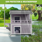 GUTINNEEN 2 Story Heated Cat House for Outside Outdoor Cat House Insulated Weatherproof Feral Cat Shelter with Heated Pad, Insulated All-Round Thermal Liner, Chewproof Cable for 1-4 Cats in Winter