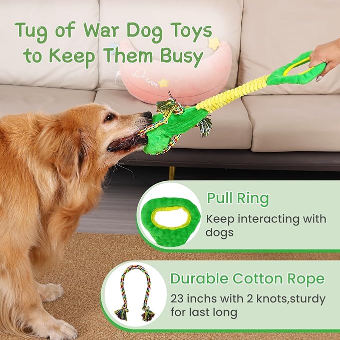 Squeaky Dog Toys for Large Dogs, Interactive Dog Toys to Keep Them Busy, Puppy Chew Toys for Teething, Dog Tug of War Toys, Puppy Teething Toys