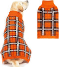 PUPTECK Dog Sweaters for Large Medium Small Dogs - Fall Classic Plaid Style Puppy Holiday Winter Coat Clothes Warm, Reddish Orange, L