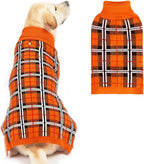 PUPTECK Dog Sweaters for Large Medium Small Dogs - Fall Classic Plaid Style Puppy Holiday Winter Coat Clothes Warm, Reddish Orange, XL
