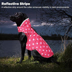 Dog Winter Coat, Waterproof Dog Jacket with Leash Hole, Reflective Adjustable Pet Snow Vest, Warm Fleece Sweater for Small Medium Large Dogs - Pink Polka Dot, XL
