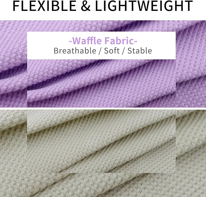 KYEESE 2Pack Dog Shirts Waffle for Small Dogs, Stretchy T-Shirts, Lightweight Tank Top, Sleeveless Vest, Breathable, Large, Purple + Grey