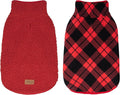 cyeollo Medium Dog Coat, Sherpa Dog Winter Coat Reversible Fleece Dogs Jackets Warm Doggie Sweater Vest for Small Medium Dogs Male with Leash Hole Soft Cold Weather Pet Clothes, Buffalo Plaid XL