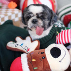 Giftable World Holiday Plush Pet Toy Fun for Christmas Designs with Squeaker Dog Chew Toy (9" Reindeer Cookie)