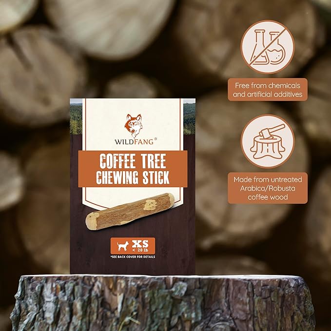 Wildfang® Coffee Wood Dog Chew, XS - Tough Chew Toys for Aggressive Chewers, Dog Teething Toys for Puppies, Training for Chewing Muscles, Coffee Tree Sticks for X-Small Dogs (Under 22 lbs)