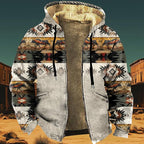 Men's Zip Up Jackets Western Style Ethnic Hoodie Hooded Vintage Long Sleeve Warm Coat Winter Outfits