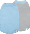 KYEESE 2Pack Dog Shirts Waffle for Small Dogs Stretchy T-Shirts Lightweight Tank Top Sleeveless Vest Breathable Cat Tee, Small, Blue+Grey