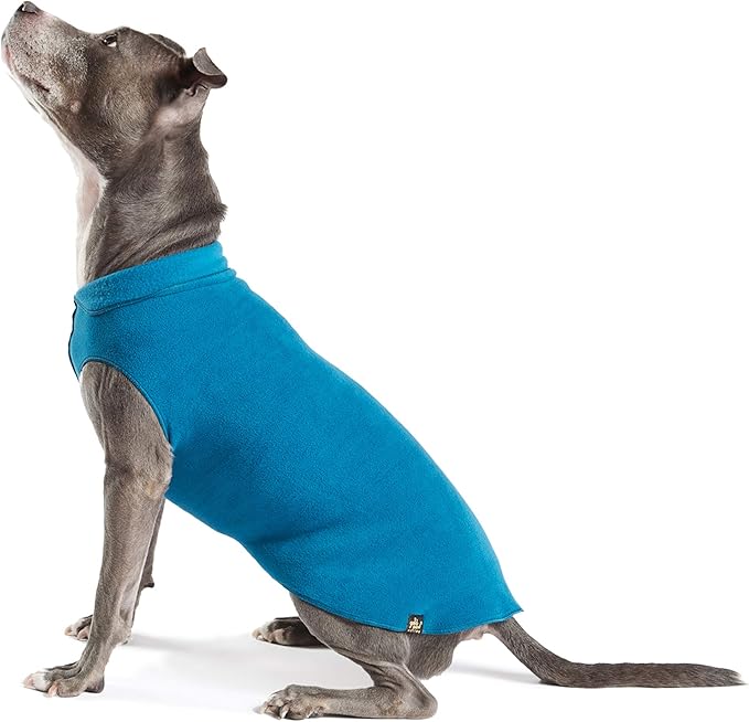 Goldpaw Stretchy Fleece Jacket for Small Dogs - Super Soft, Warm Dog Sweater - Pet Sweater Vest for Fall and Winter - Canine Clothes Made in The USA - Machine Washable - Marine Blue - Size 6