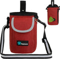 PetAmi Dog Treat Pouch, Large Pet Training Treat Pouch with Pocket, Dog Trainer Essentials Supply Holder with Poop Bag Dispenser, Training Bag for Kibbles Toys, 3 Ways to Wear (Red)