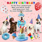 Dog Birthday Toy Set, 9Pcs Plush Pet Toy for Small Dogs, Includes Squeaky Cake Hat, Bandana, Dessert Themed Toys, Balloons, for Dog Birthday Party