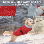 Lelepet Warm Dog Coat Waterproof Dog Jacket Reflective Fleece Vest with Adjustable Buckle Hook & Loop, Windproof Winter Jacket Dogs Coats for Small Medium Large Dogs, Red, S