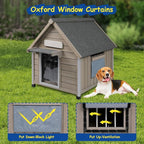 Outdoor Dog House Waterproof for Medium Small Dogs with Anti-Chewing Iron Frame, Adjustable Vent Window, Indoor & Outdoor Doghouse Kennel Puppy Shelter, Easy Clean and Assemble (26" L*31.9" W*32" H)