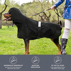 Nanaki Small Dog Raincoat with Leash Hole,Reflective Adjustable Pet Hooded Rain Ponchos for Rainny Snow Foggy Days,Windproof Waterproof Dog Coat Jacket Vest for Outdoor Hiking Walking Hunting Black M