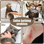 Cat Shower Bag with Removable Hood - Green Mesh Cat Bathing Bag for Stress-Free Bath, Nail Clipping & Grooming, Comfortable Cat Washing Bag