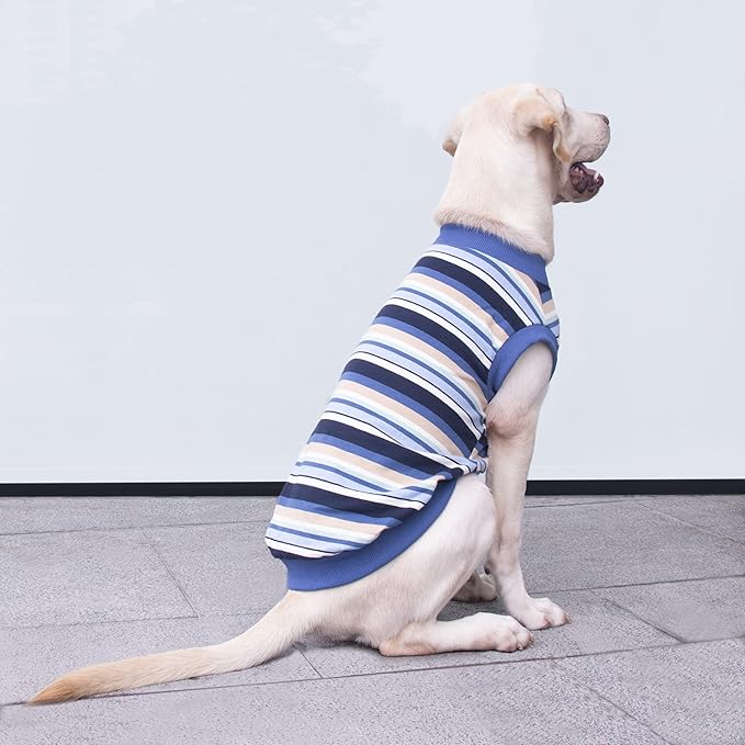 Extra Large Dog T Shirts Clothes Sleeveless Tank Top Vest for Labrador Rottweiler Great Dane, Blue, Large