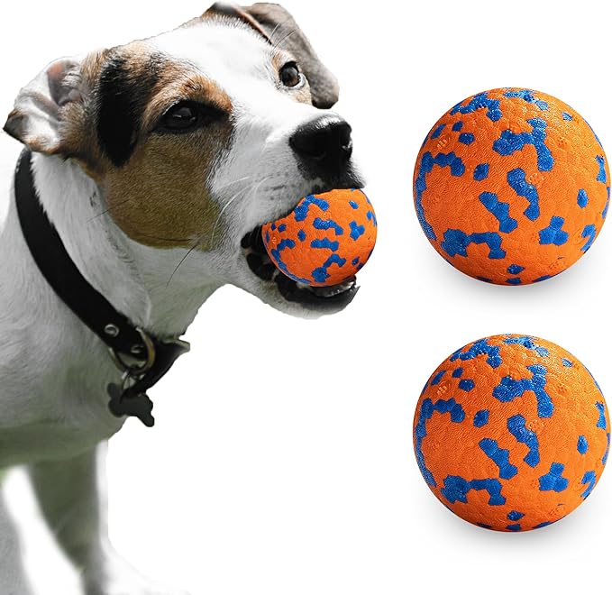 Dog Balls, Indestructible Dog Toy Ball for Aggressive Chewers, Durable High Elasticity Interactive Ball for Training Dog Catch and Fetch, Large Medium Small Dog and Puppies(Orange, 2.5in, 2pcs)