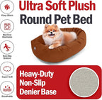 Majestic Pet 24 Inch Suede Calming Dog Bed Washable 24x19x7 (Inch) – Cozy Soft Round Donut Dog Bed with Spine Support for Dogs to Rest Their Head - Pet Bed Small – Rust (2025)