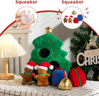 Hollypet Squeaky Dog Toy, Interactive Plush Hide and Seek Dog Toys for Small Medium Sized Dogs and Non-Aggressive Chewers, Puppy Teeth Clean Chew Toys, Christmas Tree
