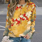 Womens Long Sleeve Tops Y2k Japanese Art Print Sweatshirts Fall Pullover for Women Crewneck Vintage Shirts Boho Tops