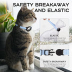 AirTag Cat Collars, Stretchy Collar with Apple AirTag Holder and Bell, Breakaway Ultra Design Elastic GPS Tracking Collars for Cats and Puppies, (7.5-12.5 Inch), Blue